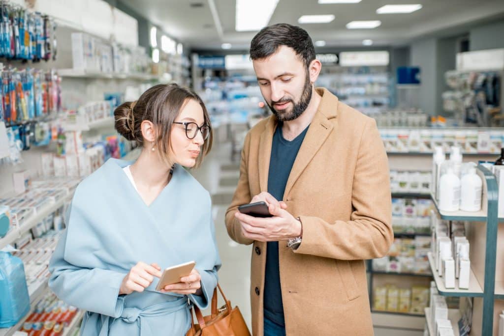 Couple in the pharmacy store