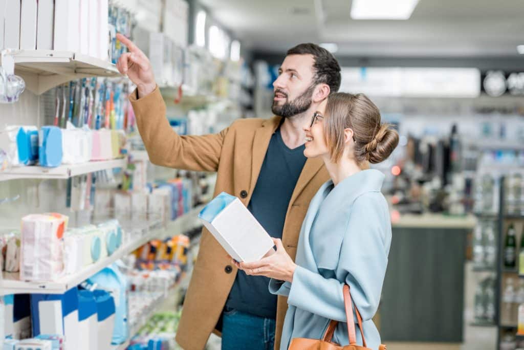 Couple in the pharmacy store